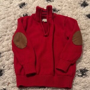 Hope & Henry Red Half Zip-Up Sweater with Elbow Patches